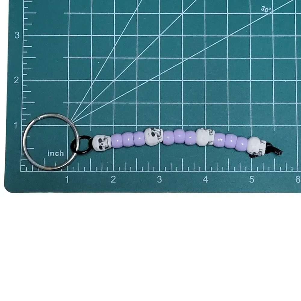 Skull Keychain Lavender Purple White Whimsygoth Goth Gothic Halloween‎ Handmade